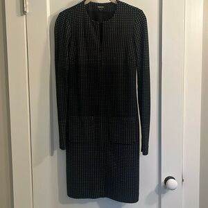 Long sleeve black and grey shift style dress